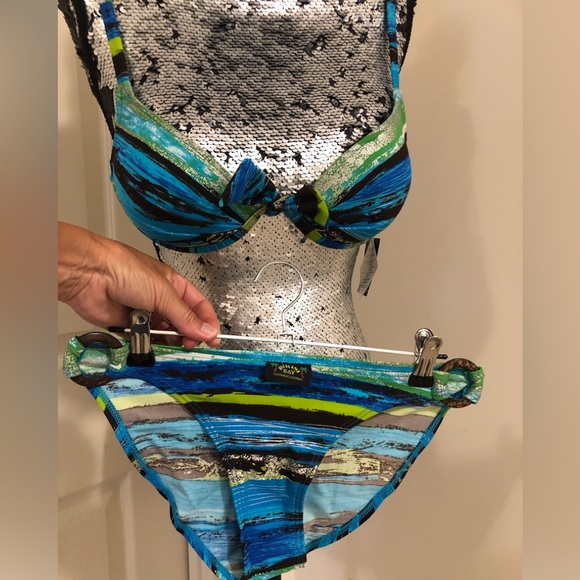 Blue Silver Bikini Set with Black,Turquoise , Green Colours NEW - Picture 1 of 11